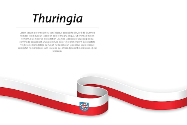 Waving ribbon or banner with flag of Thuringia