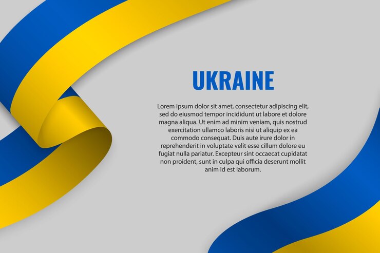 Vector waving ribbon or banner with flag of ukraine