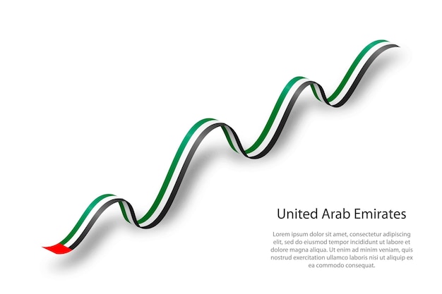 Vettore sventolando in nastro o banner con la bandiera degli emirati arabi uniti