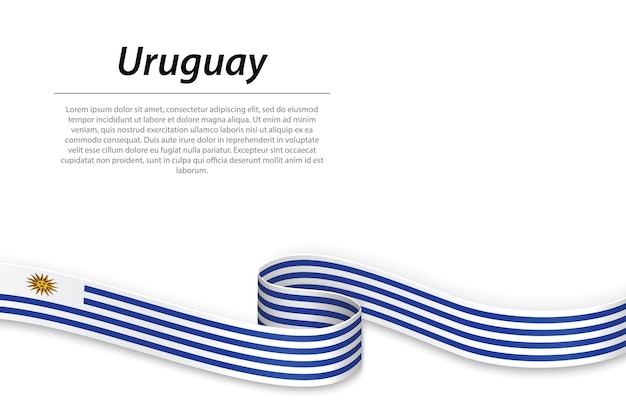 Waving ribbon or banner with flag of Uruguay