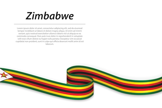 Waving ribbon or banner with flag of Zimbabwe