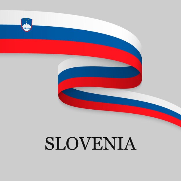 Waving ribbon or banner with flag