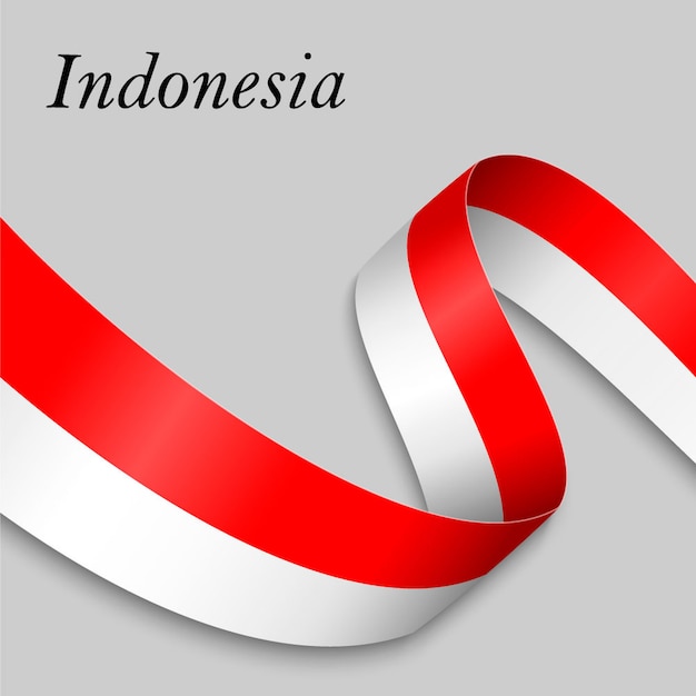 Waving ribbon or banner with flag