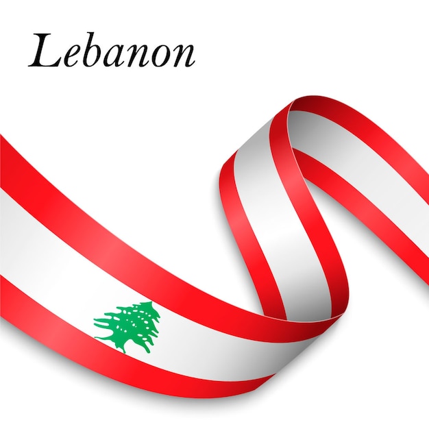 Waving ribbon or banner with flag