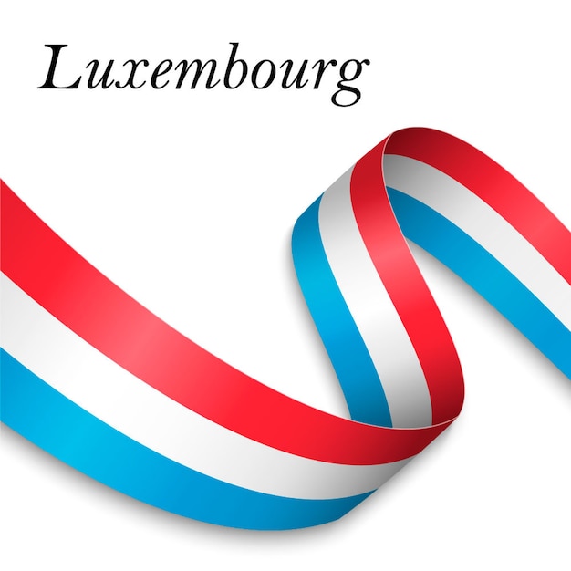 Waving ribbon or banner with flag