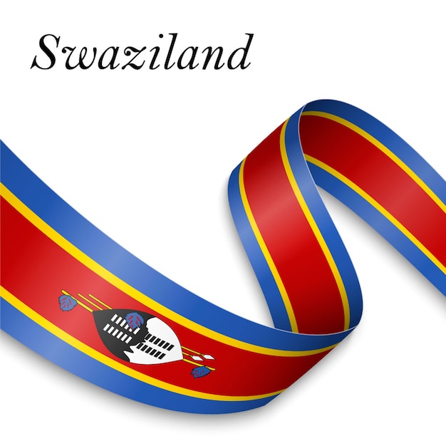 Waving ribbon or banner with flag