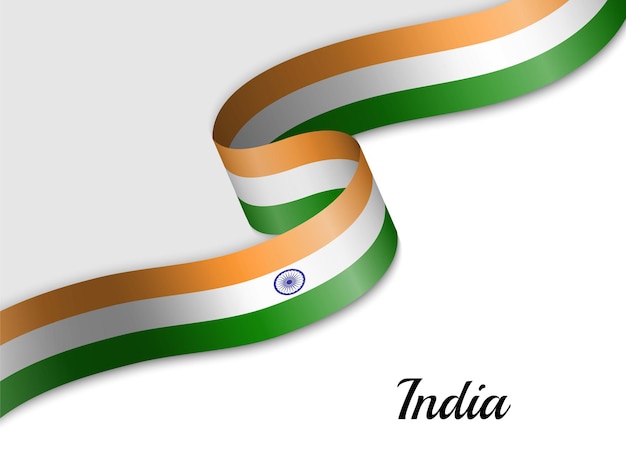 Waving ribbon flag of India