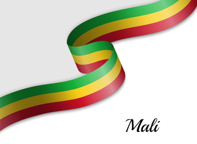 Waving ribbon flag of mali