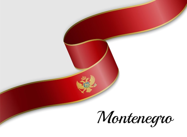 Waving ribbon flag of montenegro