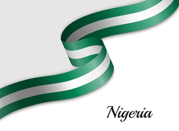 Waving ribbon flag of Nigeria