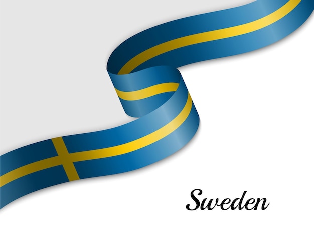 스웨덴의 리본 깃발을 흔들며
