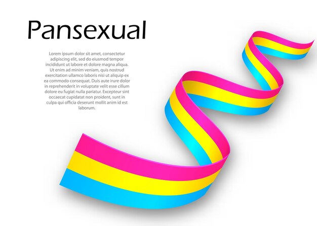 Pansexual 프라이드 플래그, 벡터 일러스트 레이 션 리본 또는 배너를 흔들며