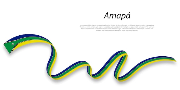 Waving ribbon or stripe with flag of Amapa