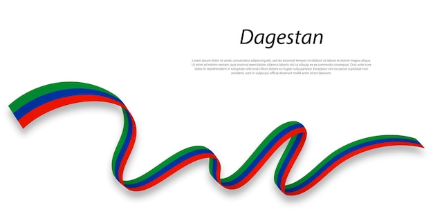 Waving ribbon or stripe with flag of Dagestan