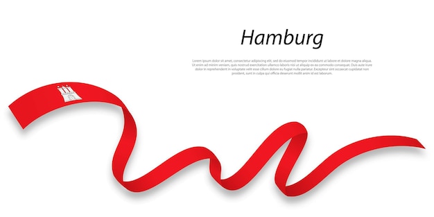 Waving ribbon or stripe with flag of hamburg