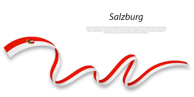 Waving ribbon or stripe with flag of salzburg