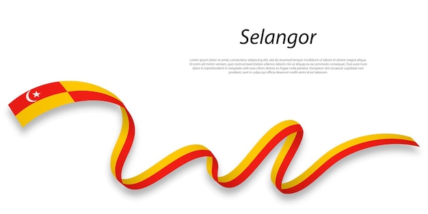 Waving ribbon or stripe with flag of Selangor