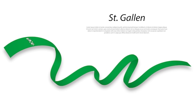 Waving ribbon or stripe with flag of St Gallen