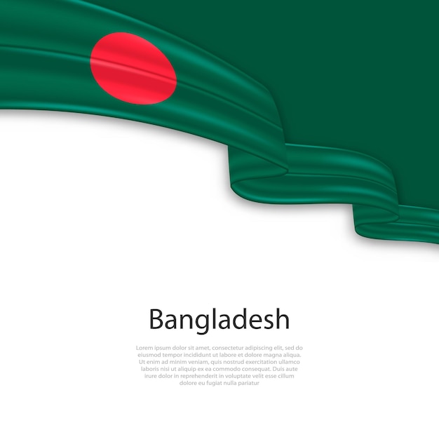 Vector waving ribbon with flag of bangladesh