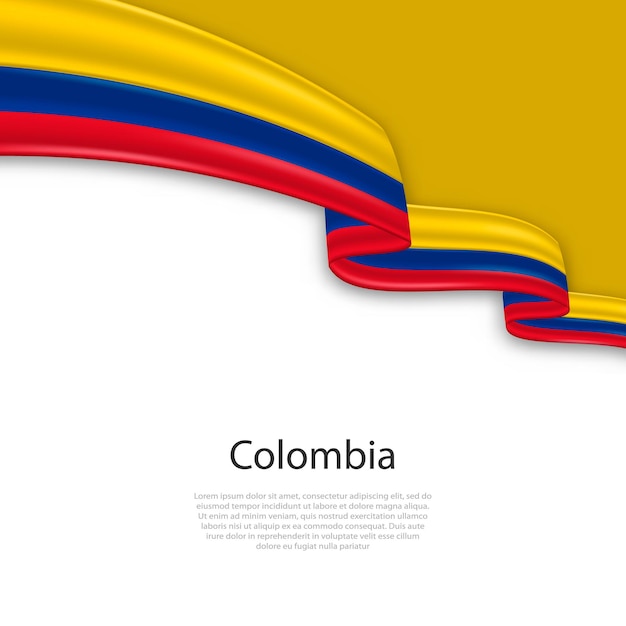 Waving ribbon with flag of Colombia