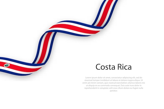 Waving ribbon with flag of costa rica