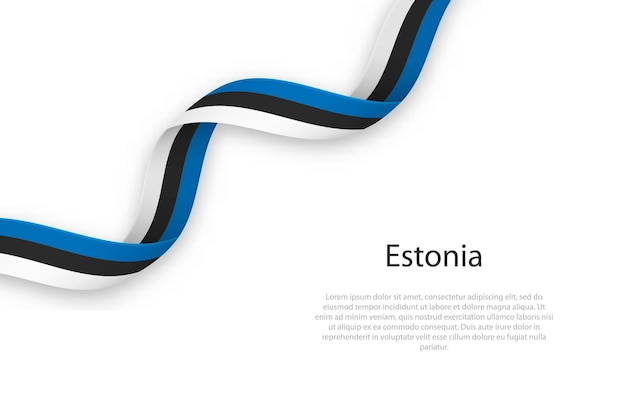 waving ribbon with flag of estonia