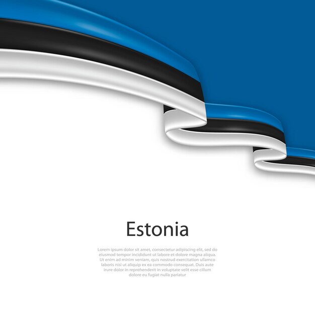 Waving ribbon with flag of estonia