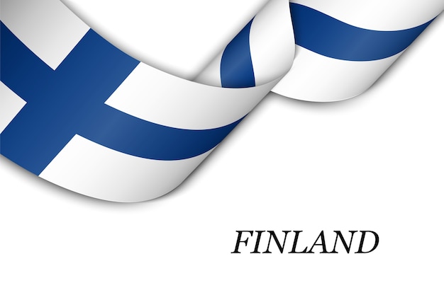 Waving ribbon with flag of Finland.