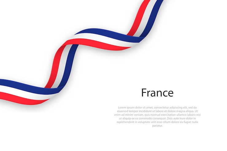 Vector waving ribbon with flag of france