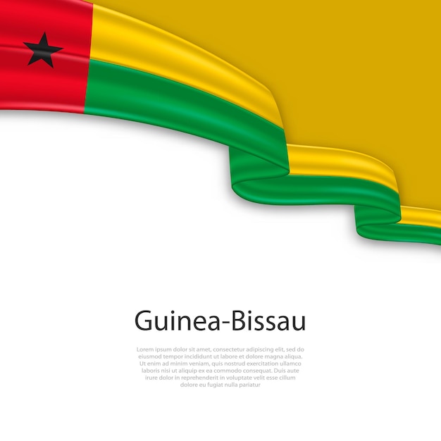 Vector waving ribbon with flag of guinea bissau