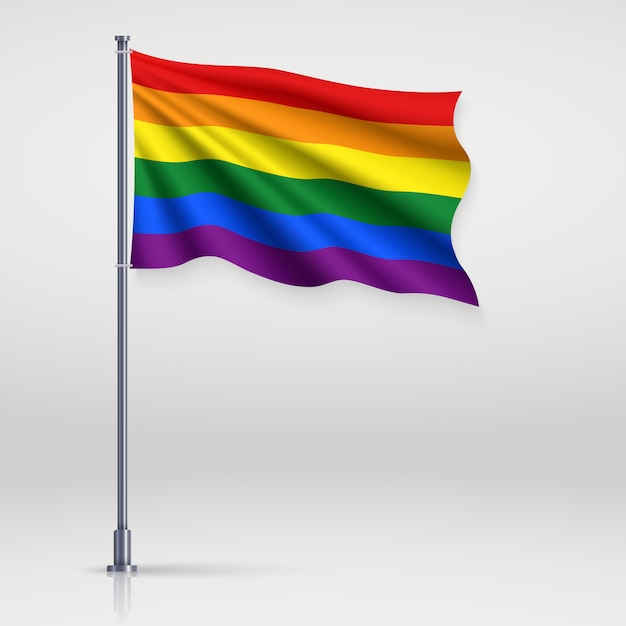 Waving ribbon with flag of LGBT pride.