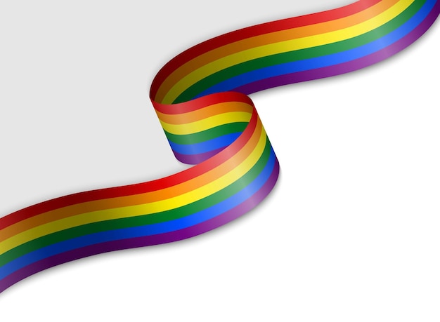 Waving ribbon with flag of lgbt pride