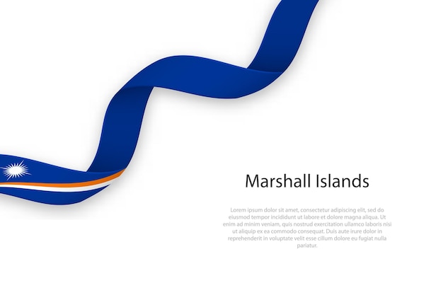 Waving ribbon with flag of marshall islands