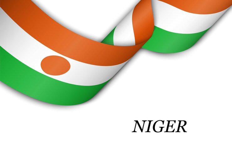 Waving ribbon with flag of Niger.