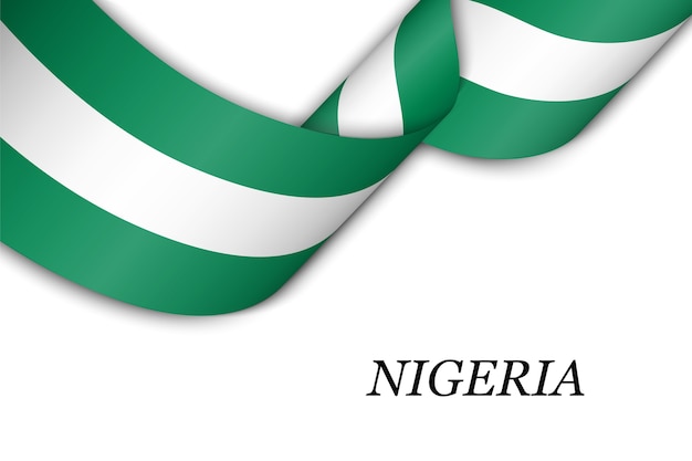 Waving ribbon with flag of Nigeria.