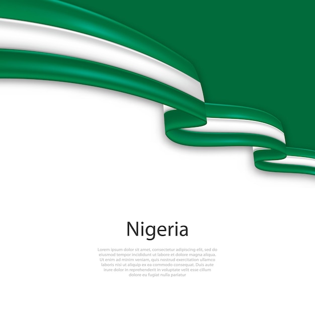 Vector waving ribbon with flag of nigeria