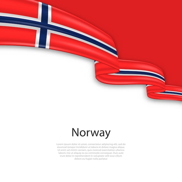 Waving ribbon with flag of norway