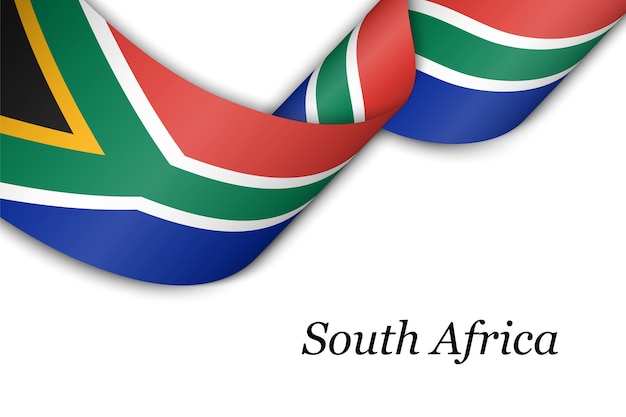 南アフリカ共和国の旗とリボンを振っています。