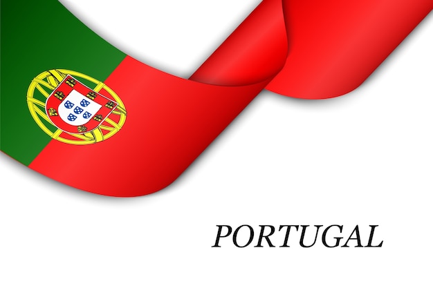 Waving ribbon with flag of portugal.