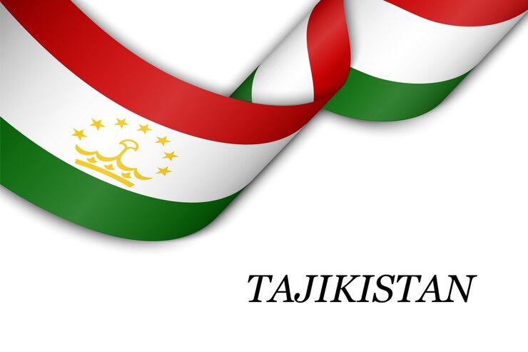 Waving ribbon with flag of Tajikistan.
