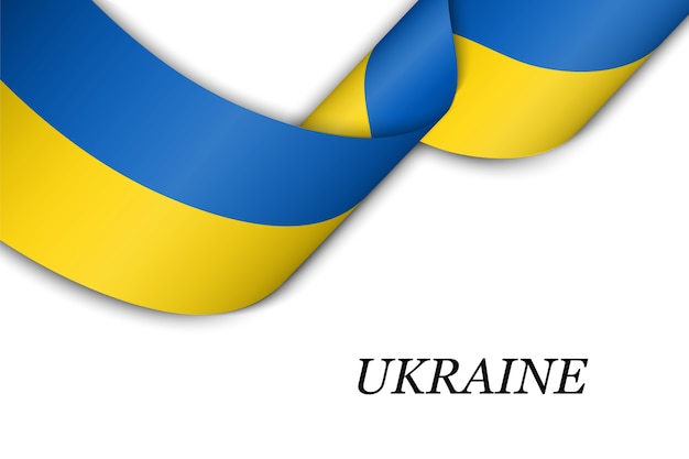 Waving ribbon with flag of Ukraine.