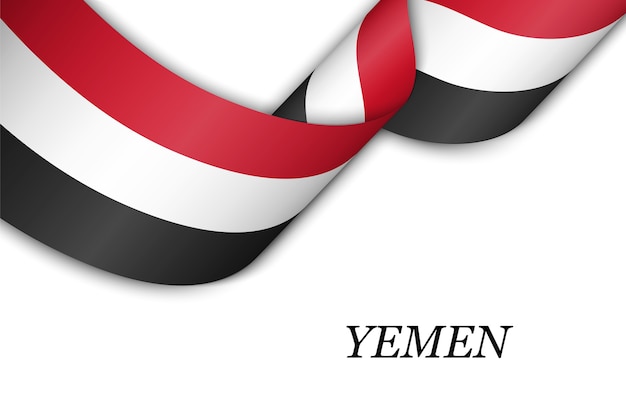 Sventolando il nastro con la bandiera dello yemen.