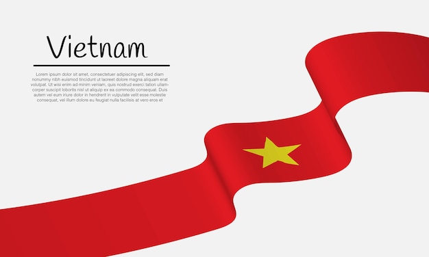 Waving ribbon with vietnam flag template for independence day poster design