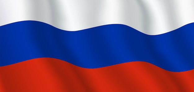 Waving russia flag horizontal vector background with copy space