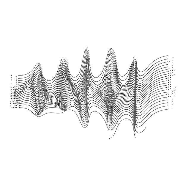 Вектор Волнистый звук вибрация и пульсирующие линии только черный цвет