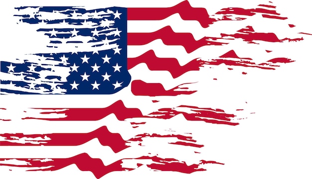 Waving tattered United States Flag brush stroke grunge effect flag background