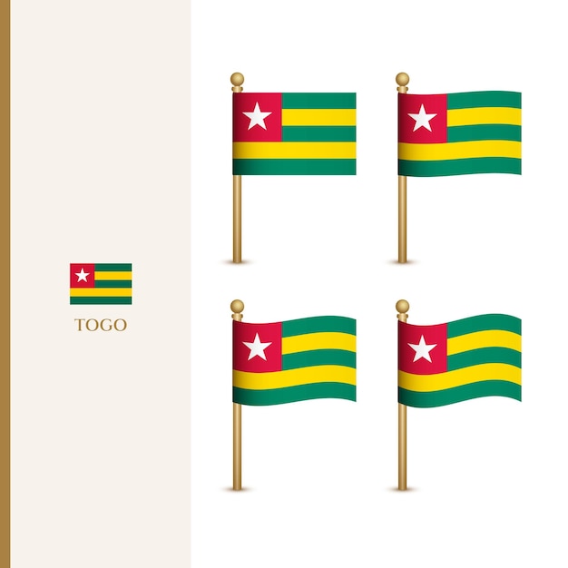 Waving togo flags 3d vector illustration flag of togo