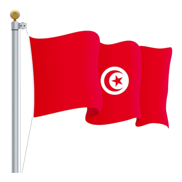 Waving Tunisia Flag Isolated On A White Background Vector Illustration