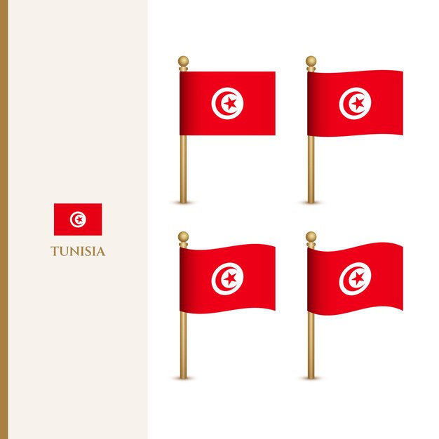 Vector waving tunisia flags 3d vector illustration flag of tunisia