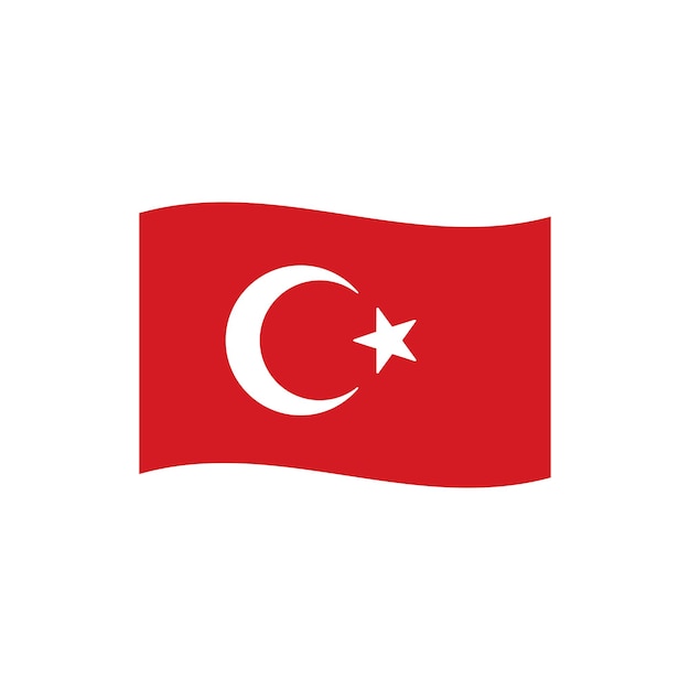 Waving turkish flag. flat style vector illustration.